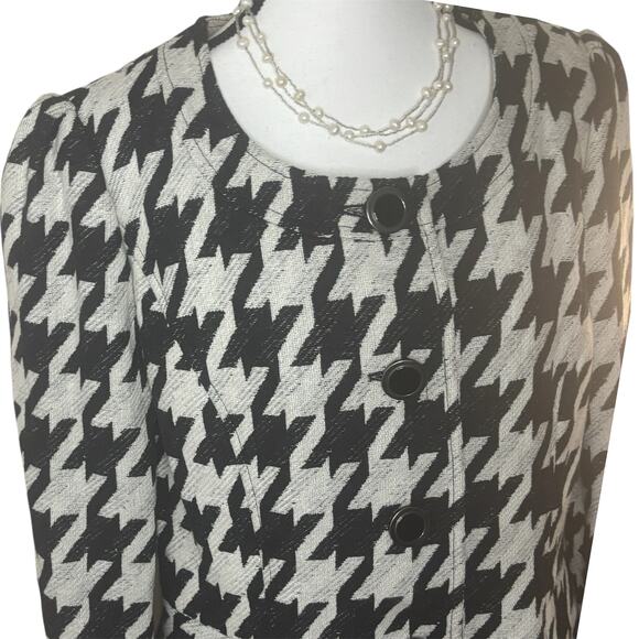 Kasper Houndstooth Blazer Womens Size 12 Black White Textured Career Jacket NWT - Picture 5 of 10
